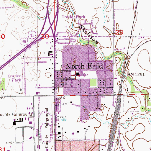 Topographic Map of Chisholm Elementary School, OK