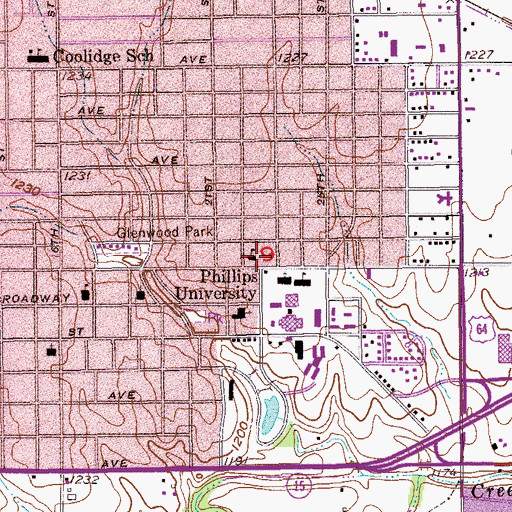 Topographic Map of Adams Elementary School, OK
