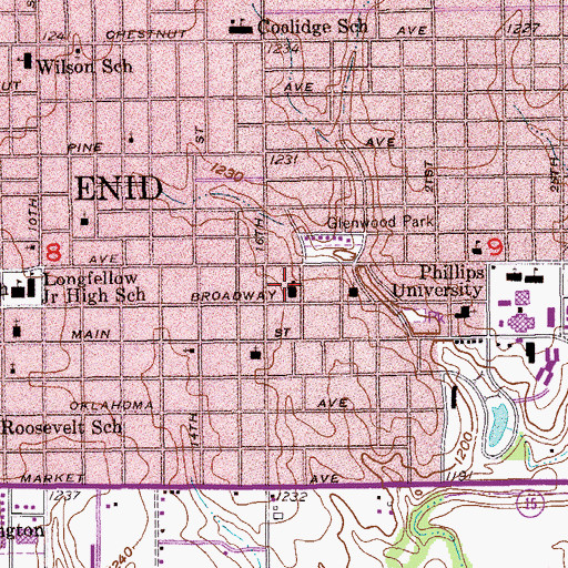 Topographic Map of Saint Paul's Lutheran School, OK