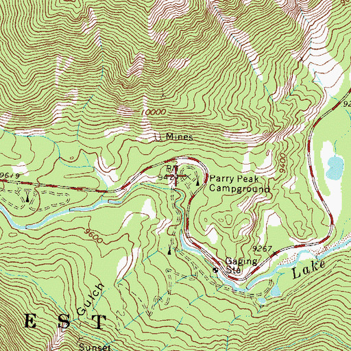 Topographic Map of Parry Peak Campground, CO