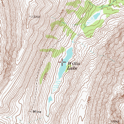 Topographic Map of Willis Lake, CO