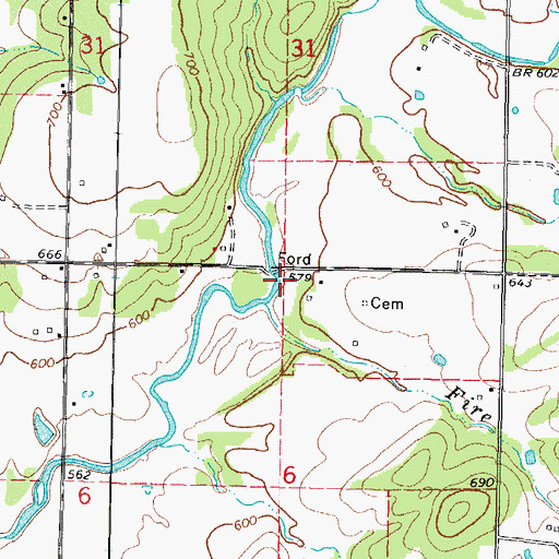 Topographic Map of Manard, OK