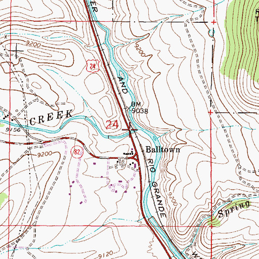 Topographic Map of Balltown, CO