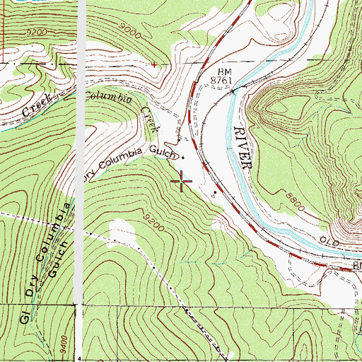 Topographic Map of Columbia Creek, CO