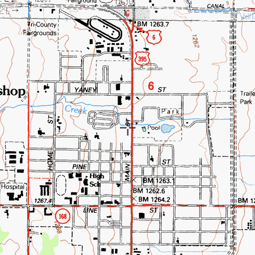 Topographic Map of Bishop Visitors Center, CA