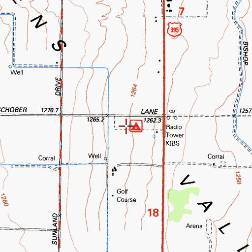 Topographic Map of Browns Town Recreational Vehicle Park, CA
