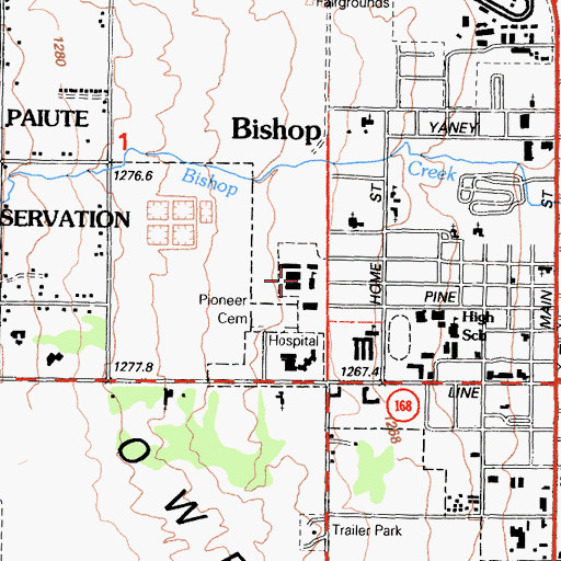Topographic Map of Elm Street Elementary School, CA