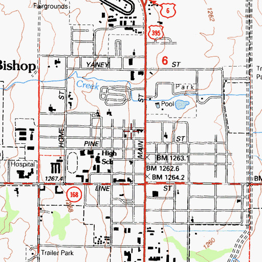 Topographic Map of First Presbyterian Church, CA