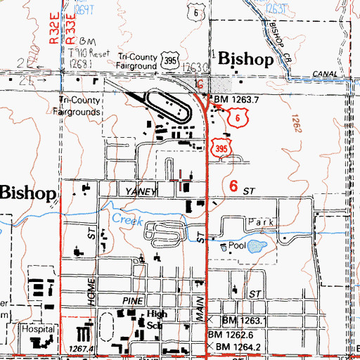 Topographic Map of First Southern Baptist Church, CA
