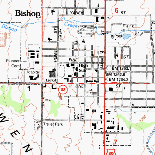 Topographic Map of First United Methodist Church, CA