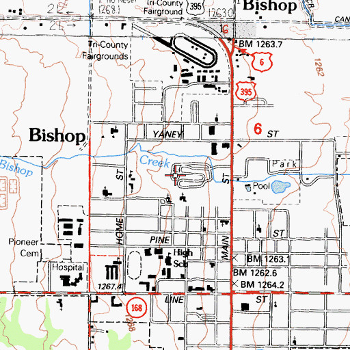 Topographic Map of J Diamond Trailer and Recreational Vehicle Park, CA