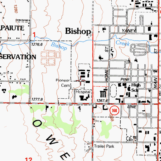 Topographic Map of Pine Street Elementary School, CA