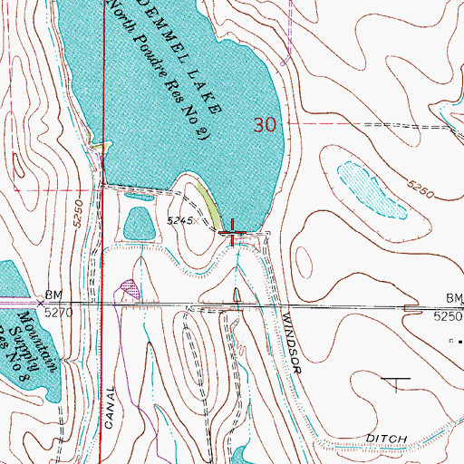 Topographic Map of Demmel Lake Reservoir Number 2, CO