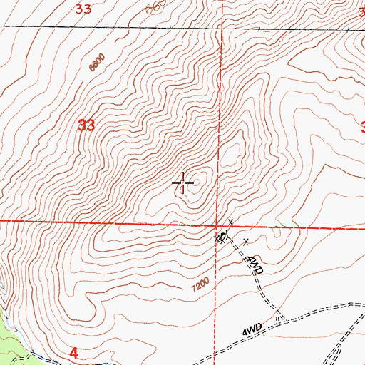 Topographic Map of Alice Extension Prospect, CA