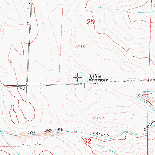 Topographic Map of Lillie Reservoir, CO