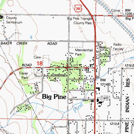 Topographic Map of Big Pine Community United Methodist Church, CA