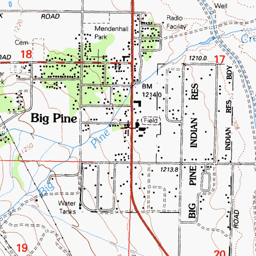 Topographic Map of Big Pine School, CA