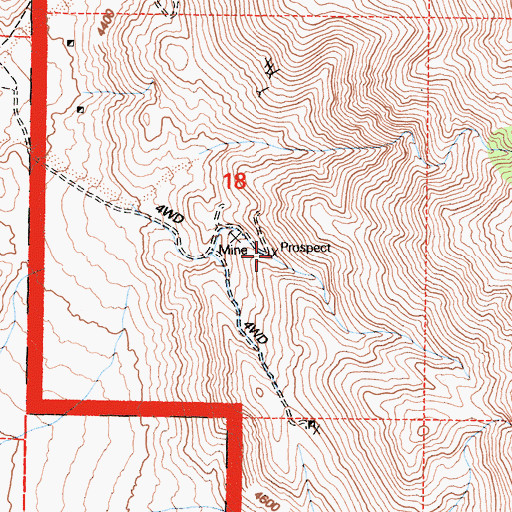 Topographic Map of Contact Silver Number 8 Prospect, CA