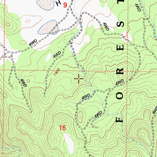 Topographic Map of Lucky Jim Prospect, CA