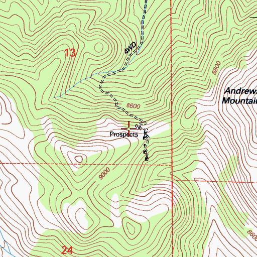 Topographic Map of Andrews Numbers 1-17 Prospects, CA