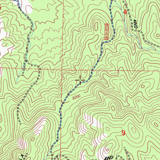 Topographic Map of Four Horsemen Prospect, CA