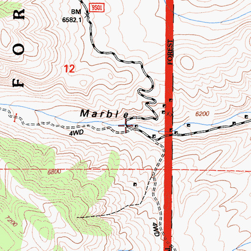Topographic Map of Iron Nugget Placer Mine, CA
