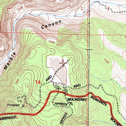 Topographic Map of Pearl Prospect, CA