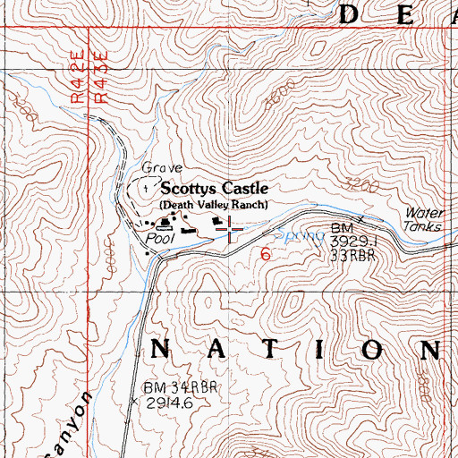 Topographic Map of Scottys Grapevine Spring, CA