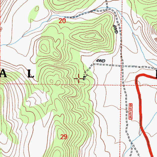 Topographic Map of Squaw Flat Numbers 1-4 Mines, CA