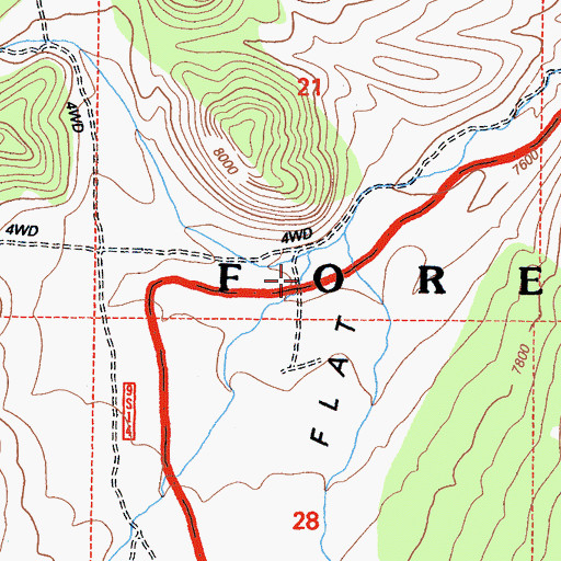 Topographic Map of Squaw Flat Placer Mine, CA
