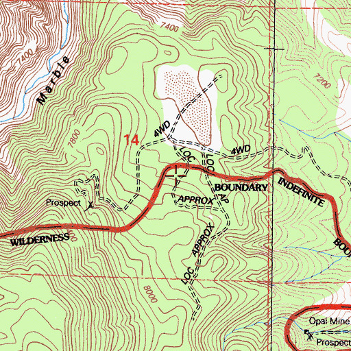 Topographic Map of Three Fingers Prospect, CA