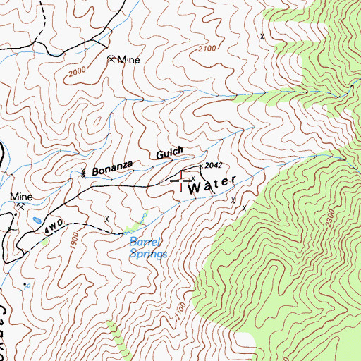 Topographic Map of Abestos Number 1 Prospect, CA