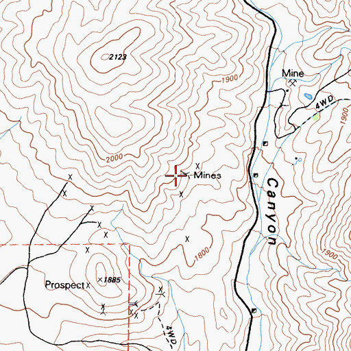 Topographic Map of Copper Empire Group Mine, CA