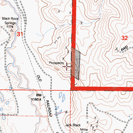 Topographic Map of Eureka Consolidated Quartz Mine, CA