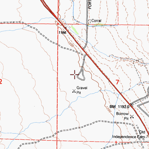 Topographic Map of Fort Independence Campground, CA