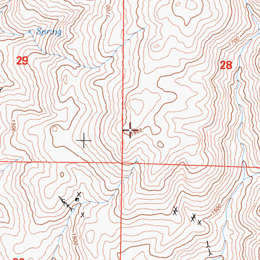 Topographic Map of Gold Bugs Numbers 1-2 Prospects, CA