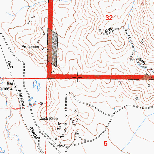 Topographic Map of Green Group Prospects, CA