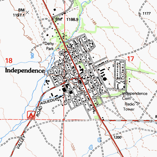 Topographic Map of Inyo County Free Library, CA