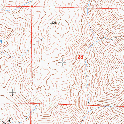 Topographic Map of Iron Wedge Prospect, CA