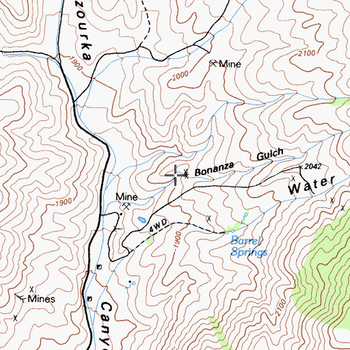 Topographic Map of Julia R Numbers 1-3 Prospects, CA