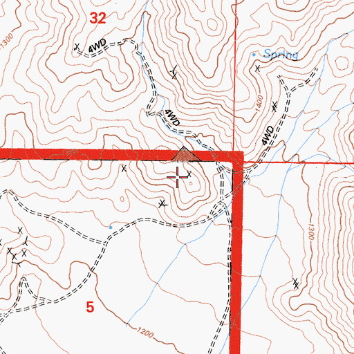 Topographic Map of Lucky Larry Group Prospects, CA
