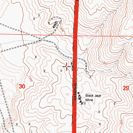 Topographic Map of Old River Arrastre-Black Jack Gold Numbers 1-10 Prospects, CA
