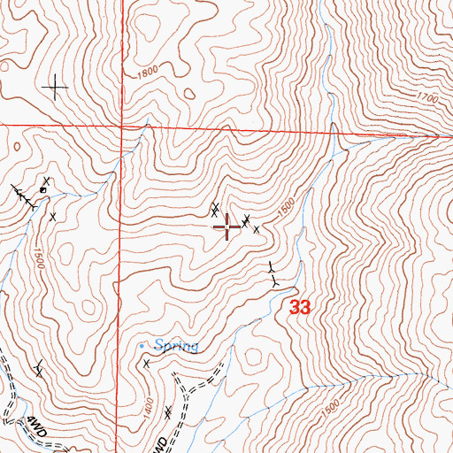 Topographic Map of Pyrite Extension Prospect, CA