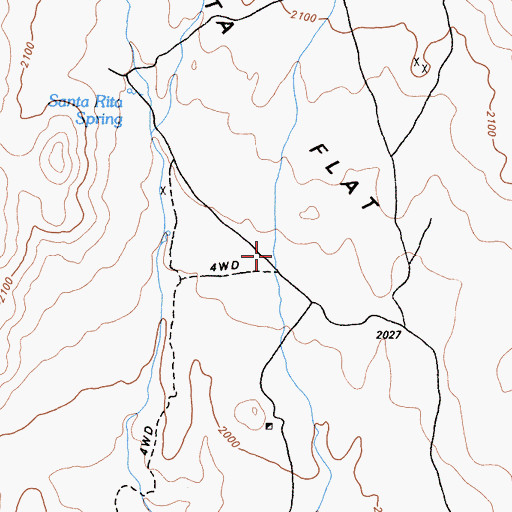 Topographic Map of Santa Rita Numbers 1-9 Placer Mines, CA