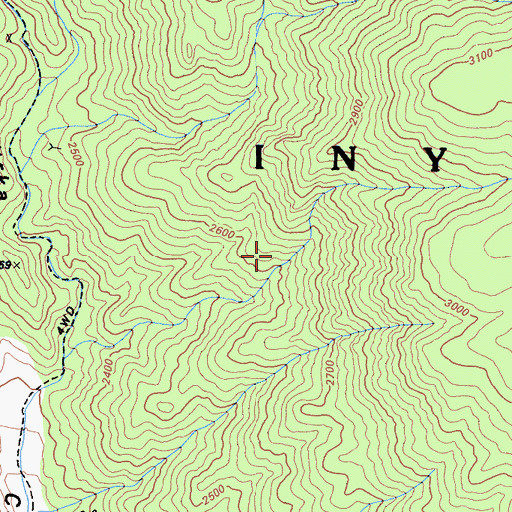 Topographic Map of Zincite Prospect, CA