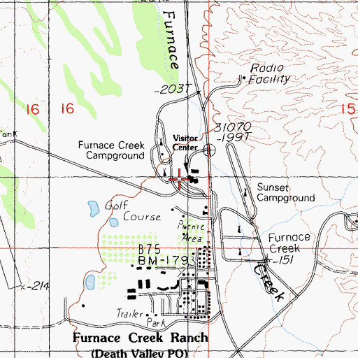 Topographic Map of Death Valley National Park Visitor Center, CA
