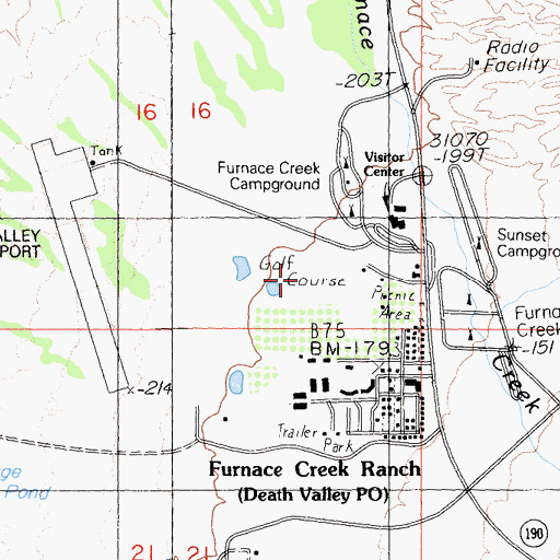 Topographic Map of Furnace Creek Golf Course, CA