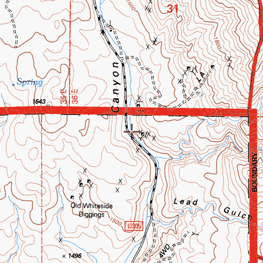 Topographic Map of Condor Number 1 Mine, CA