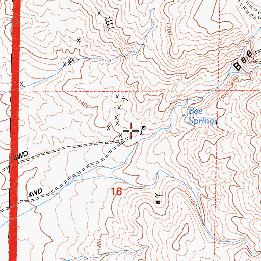 Topographic Map of Four Mules Mine, CA