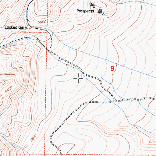 Topographic Map of Inyo Queen Number 2 Mine, CA